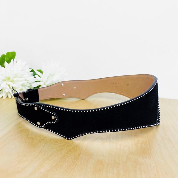 Famous Alaia Black Suede Batwing Studded Belt main image 10